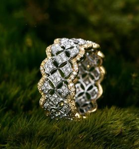 18k Rose Gold Pave Diamond Ring 925 Sterling Zilver Bijou Engagement Wedding Band Ringen Voor Dames1683595