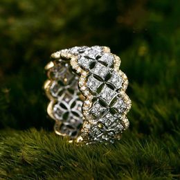 18K Rose Gold Pave Diamond Ring Real 925 STERLING Silver Bijou Engagement Band de mariage Anneaux pour femmes Bijoux Bridal Party Gift Rnidx