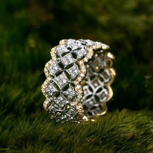 18K Rose Gold Pave Diamond Ring Echt 925 sterling zilver Bijou Engagement Wedding band Ringen voor Vrouwen Bruidsfeest Sieraden Cadeau