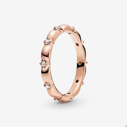 18K Rose Or Pétale Anneaux pour Pandora Cristal Diamant De Noce Designer Bijoux Bague Ensemble Pour Femmes Filles Sœurs Cadeau 100% 925 Bague En Argent avec Boîte D'origine