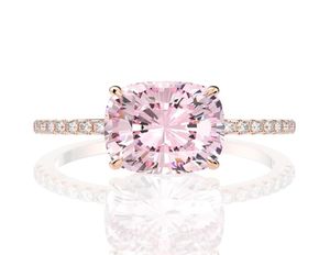 Anneau de diamant de diamant Sapphire rose 18K Gold 18K 925 Bands de mariage en argent sterling pour les femmes Fine Jewelry7236399