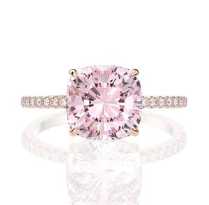 18K Rose Gold Pink Sapphire Diamond Ring 925 Sterling Silver Party Wedding Band Rings For Women Fine Jewelry9554503