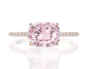 18K Rose Gold Pink Sapphire Diamond Ring 925 Sterling Silver Party Wedding Band Rings For Women Fine Jewelry6704153