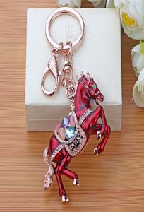 18K Plaqué Or Rose Le Zodiaque Cheval Voiture Porte-clés Crustification Gem Zircon Quartz MenWomen039s Cadeau D'anniversaire Marque Keyrin4625458