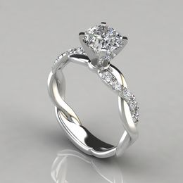 18k roségouden sieraden vergulde tweekleurige prinses vierkante diamanten ring kruis twist diamanten ring hoge kwaliteit voor feest 2023