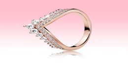 18K Rose Gold plaquée à marinage Femmes Girls Princess Wish anneaux pour 925 Serling Silver CZ Diamond Ring Ensemble avec Box9356359 d'origine