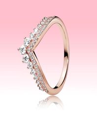 18K Rose vergulde trouwring dames meisjes prinses wensringen voor 925 sterling zilver CZ diamanten RING set met originele doos2526757