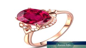 18K Rose Gold Pure Red Ruby Ring for Women Cut Red edelstenen Toermaline Diamondringen S925 Sieradenfeestje Wedding Ring7606384