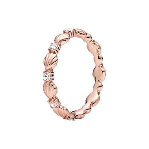 18K Rose Gold Shell Designer Ring met originele doos voor Pandora Authentieke Sterling Silver Wedding Party Sieraden voor vrouwen Girls CZ Diamond verlovingsringen Set