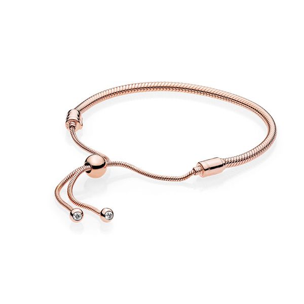 Pulseras deslizantes de oro rosa de 18 quilates para Pandora 925 Joyas de boda de plata esterlina para mujer Diseñador de regalo de novia Pulsera con dijes de cadena de serpiente con caja original