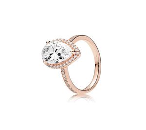 18K roségouden traanvormige diamanten ring van CZ met originele doos voor 925 zilveren trouwringen set verlovingssieraden voor dames9149644