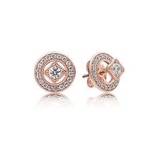 18K Rose Gold Vintage Circle Stud Earring Set para Pandora 925 Sterling Silver Diseñador de bodas Joyería para mujer Regalo de novia Pendientes de lujo con caja original