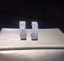18K Soild White Gold Real Diamond oorbellen rond romantische bruiloft sieraden voor vrouwen luxe Daimond Brincos Gold Earrings sieraden 22731535