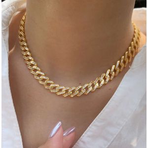 18K Gold Solid 6.6CT VS NATUREL Baguette Diamond Full Pavan Cuban Link Collier Luxury Fashion Exquisite Femmes Men Chaines