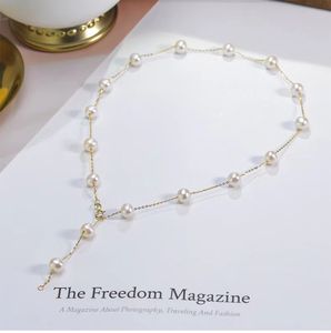 18K Solid Gold (AU750) Dames Engagement Gypsophila Ketting Natuurlijke Pearl Fashion Lady Q0531