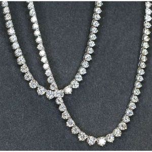 18K Solid Real White Gold Vs Diamond Tennis Necklace for Women 12Carat Bling Exquisite Luxury Full Diamond Choke Chain