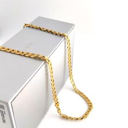 18K vast geel G f Gouden Curb Cuban Link Chain ketting Hip-hop Italiaanse stempel AU750 Heren vrouwen 7mm 750 mm 75 cm lang 29 inch289c