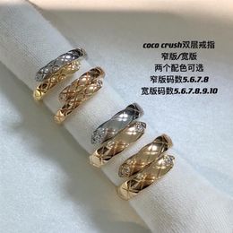 18k dikke vergulde Coco Crush diamanten ring dubbellaags met Cnc Star224F