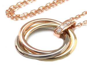 18K Threetone Gold Diamond Pendant ketting Women039S ketting8617105
