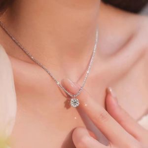 18k witgouden diamanten halsketting Cubaanse link sieraden sprankelende Moissanite 2 Ct Lab Diamond Tennis ketting aangepaste hanger