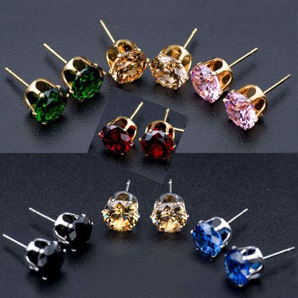 Pendientes de circón de corona chapados en oro blanco de 18 quilates para mujeres, niñas, damas, mujer, anillos de cristal, joyería nupcial, precio al por mayor