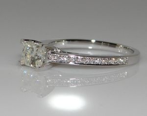 Bague en diamant princesse en or blanc 18 carats, bague en diamant carré à quatre griffes, modèles féminins, bague de mariage simple, vente au détail, entier 3327708