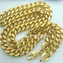 Anillo de compromiso GF de oro amarillo de 18 quilates con eslabones sólidos para hombre y mujer, collar largo, joyería N223