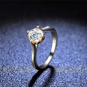 18K Geel Goud Prong Uitstekende Cut Diamond Kleur Goede Moissanite Ring Zilver 925 Sieraden Meisje Gift