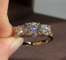 18 carats jaunes en or anneau 3 pcs diamants ronds élégants anneaux de fiançailles de fête de mariage élégant présente la tendance 2208163868883
