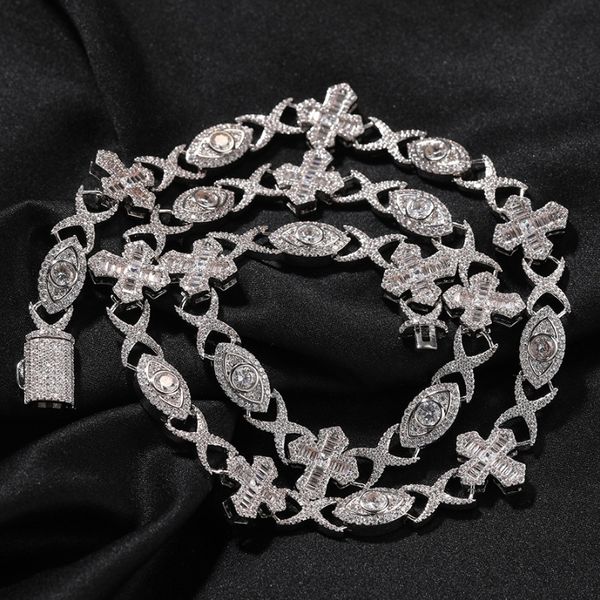 18 carats jaune blanc plaqué plein bling glacé iced diamant cz croix croix collier de chaîne cubaine bracelet pour hommes femmes bijoux punk hip hop