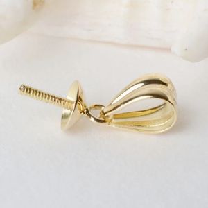 Connecteur de fermoir pour pendentif en or 18 carats, capuchons de perles avec cheville pour collier de perles semi-percées, bricolage, 231225