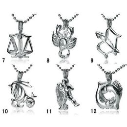 Signes de mode 18 kgp de montants de pendentif zodiaque douze cowlve constellations Style perle perle cage lockets bricol