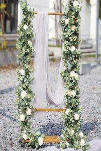 18m eucalyptus artificiel avec rose guirlande suspendue rotin vertical table de maison de jardin fête de mariage décoration murale de mariage vigne4145759