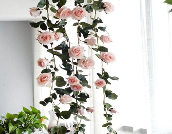 18m Fleurs artificielles Australie Vine Silk rose rose blanc rouge floral pour la décoration de mariage Vins suspendus Garland Home Decor2270486