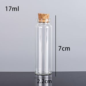 17 ml 22x70x12.5mm Kleine Mini Clear Glass Flessen Potten met Cork Stoppers / Message Weddings Wens Sieraden Party Gunsten