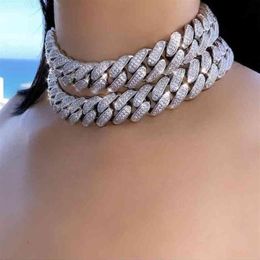 18 mm 14 15 Iced Out Bling CZ Miami Cuban Link Chain Choker Necklace Women Hip Hop Jewelry274P5881551