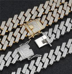 18 mm 182022inch Goud Gold Verbatte bling CZ Cubaanse ketting Ketting 78inch Bracelet Links Rapper Street Jewelry for Men Women8303506