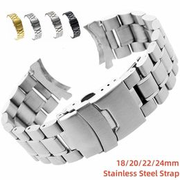 18 mm 20 mm 22 mm 24 mm Band de montre en acier inoxydable solide pour bracelet pliage boucle universelle 240424