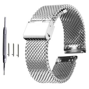 18 mm 20 mm 22 mm 24 mm Universal Milanese wachtband Quick Release Watch Band Mesh Roestvrijstalen riemgordel Bracelet Black 220704