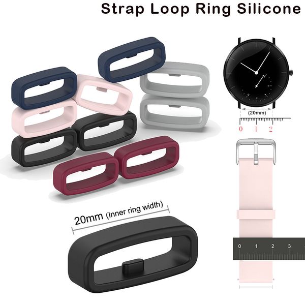 18 mm 20 mm 22 mm de goma bandas de relojes inteligentes anillo de silicona deportiva bucles círculo círculo soporte para hebillas accesorios de retención