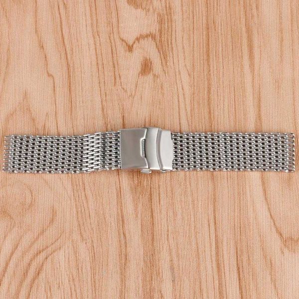 18mm 20mm 22mm Silver Mesh Bracelet de montre pour hommes Montre de remplacement en acier inoxydable Web Strap Solid Link Montre-bracelet Bracelet H0915