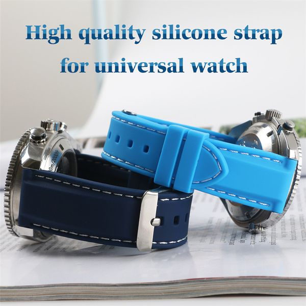 18mm 20mm 22mm universel homme Bracelet en Silicone Bracelet en caoutchouc pour Hamilton sous-marin Casio bleu montre Bracelet bande outils de sport