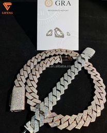 Bijoux fins personnalisés en argent S925 glacé Vvs Moissanite diamant Miami, chaîne à maillons cubains pour hommes, 18mm 20mm