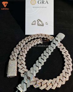 18 mm 20 mm Fijne sieraden Custom Fashion Silver S925 Iced Out VVS Moissanite Diamond Miami Cuban Link Chain Heren kettingen