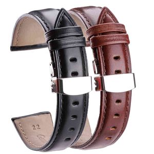 18mm - 24mm horlogeband band bruin zwart hoge kwaliteit lederen horlogebanden armband accessoires implementatie gesp