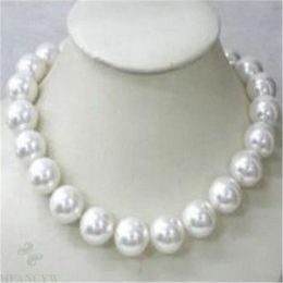 Collier de perles en coquillage blanc AAA, 18mm, 18 pouces, fermoir cadeau, accessoires de culture, à suspendre, 240329
