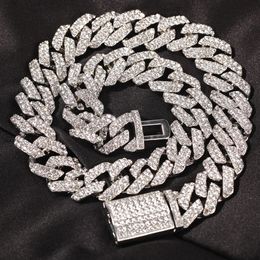 18 mm bling S-link Miami Cubaanse ketting Kettingen Hiphop Mens Iced Out Out Rhinestones Fashion Jewelry