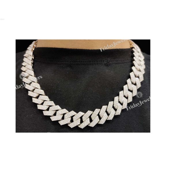 18 mm Personnalisez à la main VV VV VVS à la main de haute qualité Moisanite Moisanite Collier de chaîne de liaison cubaine Iced Out Cuban pour hommes