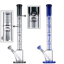 18 mm vrouwelijk gewricht zwart blauwe waterpijpbodems grote bong 4 lagen perc 6 armbomen dab olieligingen hoge bongs 5 ​​mm dik met bwol diffuse downstem wp21101