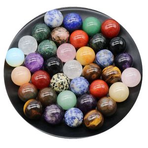 18MM Gemstone Balls with hole for DIY Making Jewelry Natural Crystal Stone Round Beads Polished